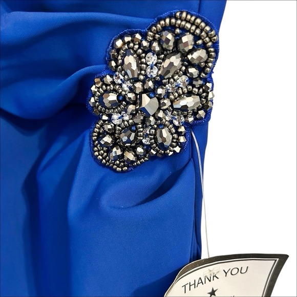 Alex Evenings Sleeveless Dress 10 Medium Royal Blue Formal Wedding Stretch Scuba - Picture 5 of 9